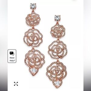 14k Rose Gold-Plated Pavé Rose Triple Drop Earrings